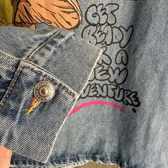 Zara Printed Denim Mens Jacket Overshirt Mashrooms NWT Large Measurements - Picture 3 of 4